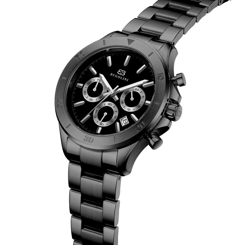 BUGOLINI Panthera - Stalen horloge - Chrono - MIYOTA Quartz-uurwerk - Waterdicht - Inkortbare stalen band - Zwart - Afbeelding 2