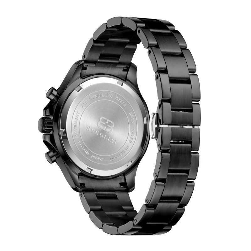BUGOLINI Panthera - Steel Watch - Chrono - MIYOTA Quartz Movement - Waterproof - Shortenable Steel Strap - Black - Image 4
