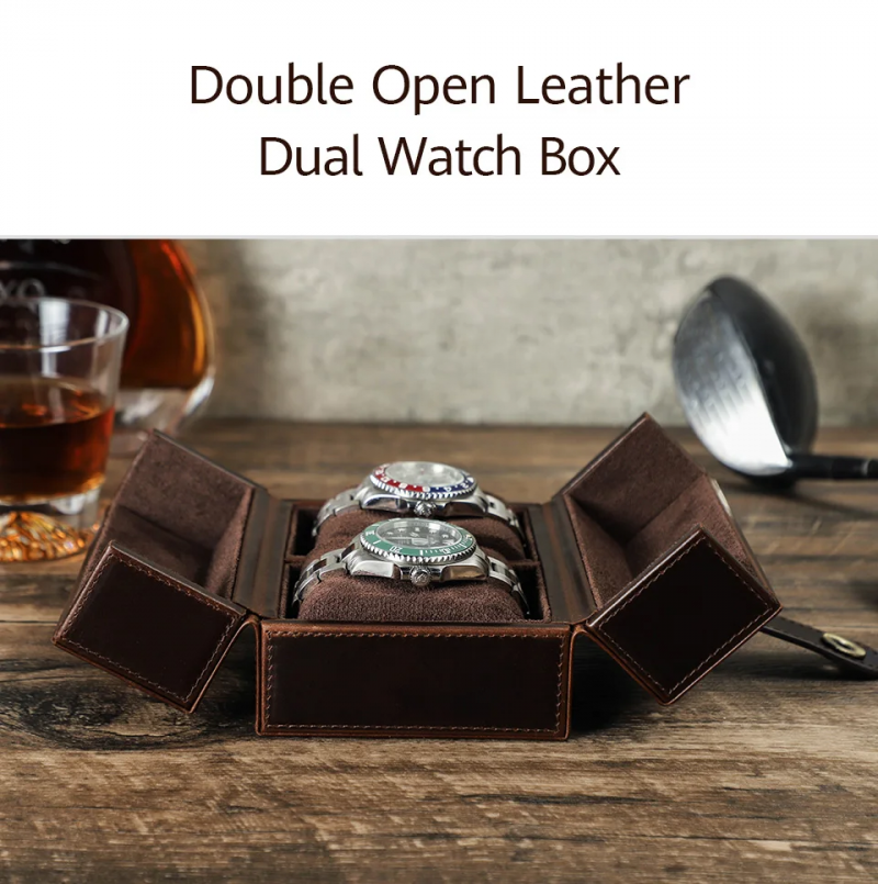BUGOLINI Hashirama – Leather Watch Holder – Suitable for 2 Watches – Stylish – Magnetic Snap Closure - Coffee - Image 4