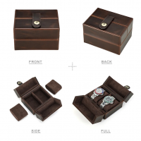 BUGOLINI Hashirama – Leather Watch Holder – Suitable for 2 Watches – Stylish – Magnetic Snap Closure - Coffee - Image 8