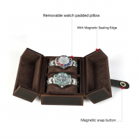 BUGOLINI Hashirama – Leather Watch Holder – Suitable for 2 Watches – Stylish – Magnetic Snap Closure - Coffee - Image 9