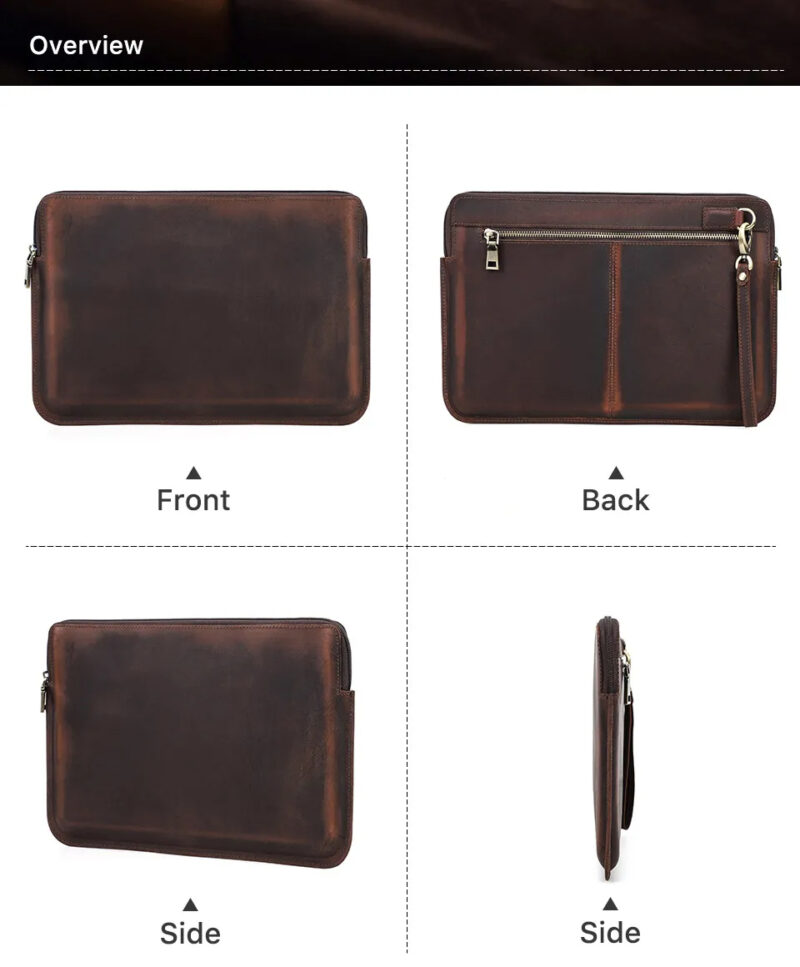 BUGOLINI Antonio - Leather Laptop Cover - Extra storage spaces - Echt Leder - Sleevetas - Made for 13.3 inch laptop for Macbook -Bruin - Image 18