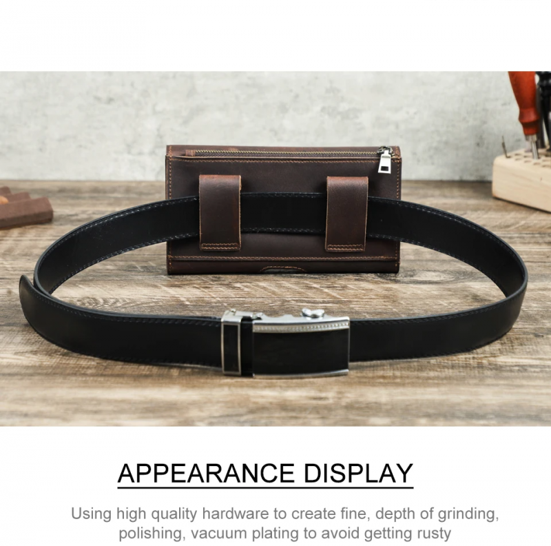 BUGOLINI Milian – Leather Phone Waist Bag – Magnetic Closure – Up to 6.7 Inch – Pocket for Bills – Phone Holder – Space for 3 Cards – Coffee - Image 9