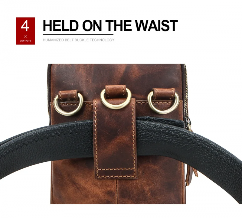 BUGOLINI Potens – Leather Shoulder Bag With 4 Compartments - 5 Card Slots - Adjustable Shoulder Strap (84-150 cm) – Phone Up To 5.8 Inch – Zipper Closure – Passport Pocket - Coffee - Image 17