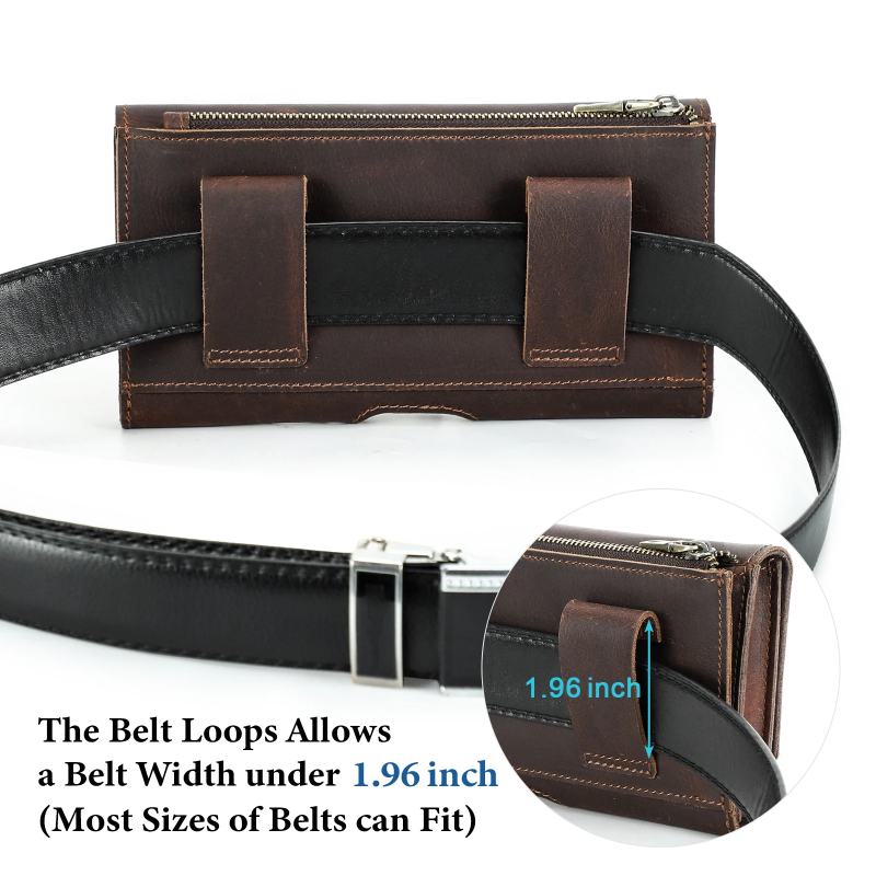 BUGOLINI Milian – Leather Phone Waist Bag – Magnetic Closure – Up to 6.7 Inch – Pocket for Bills – Phone Holder – Space for 3 Cards – Coffee - Image 13