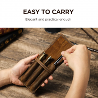 BUGOLINI Asuma - Leather Pen Holder For Three Pens - Cow Leather - Pen Accessories - Stylish Design - Coffee - Image 4