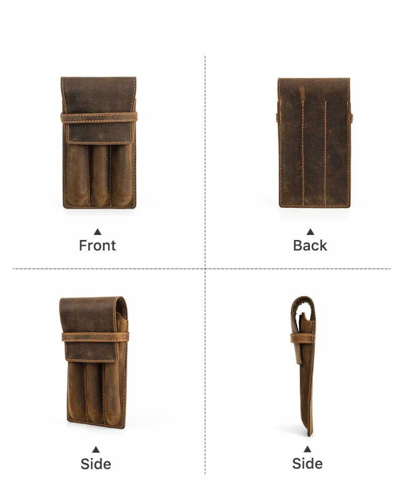 BUGOLINI Asuma - Leather Pen Holder For Three Pens - Cow Leather - Pen Accessories - Stylish Design - Coffee - Image 10